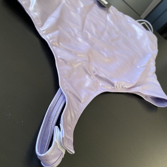(NWT) Fashion Nova Kiki PU Leather Bodysuit - Purple - Picture 3 of 7